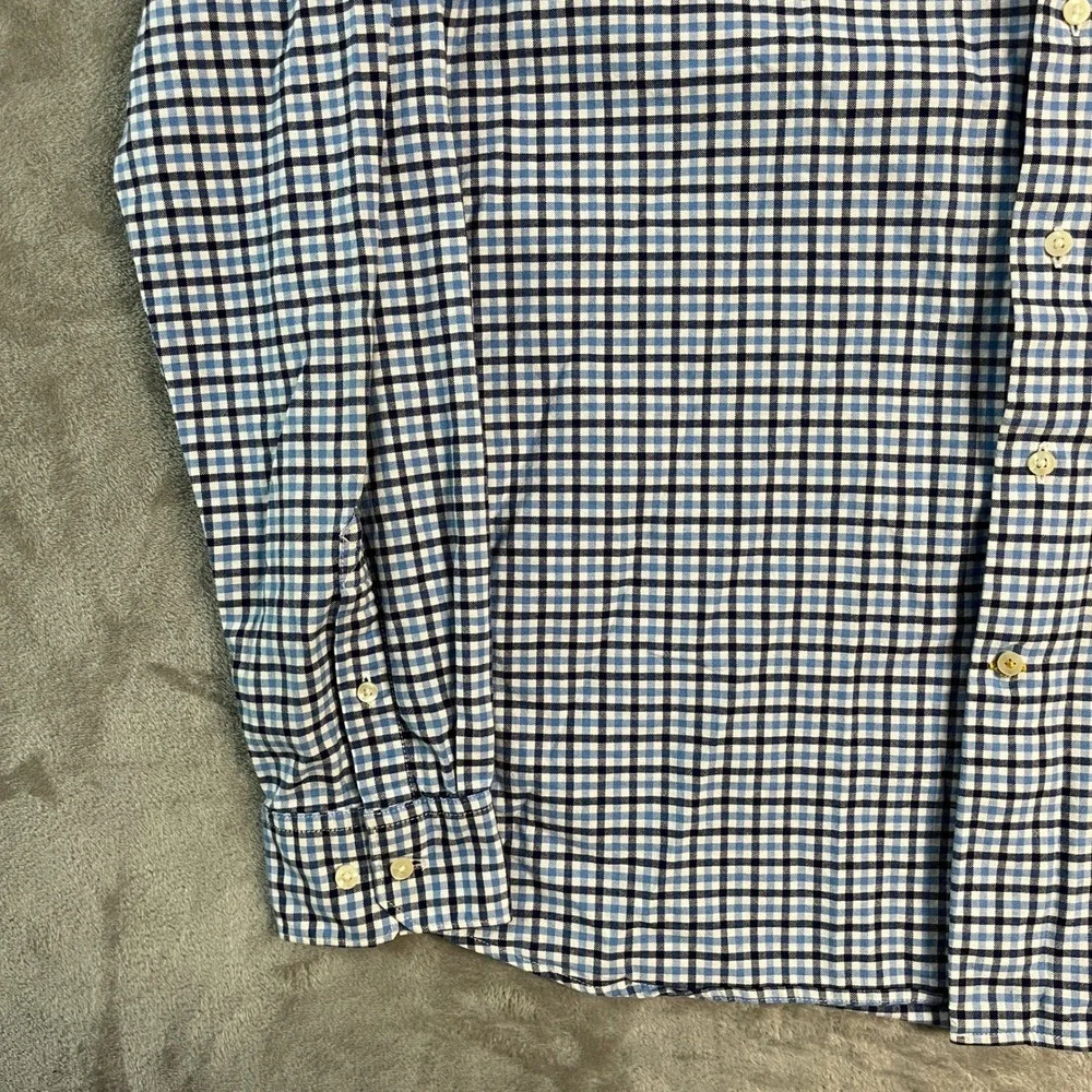 Barbour Gingham Check Tailored Fit Button Shirt Mens Medium Blue White Preppy